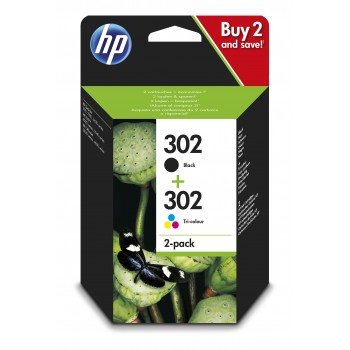 Paquete de ahorro de 2 cartuchos de tinta original 302 negro tricolor X4D37AE