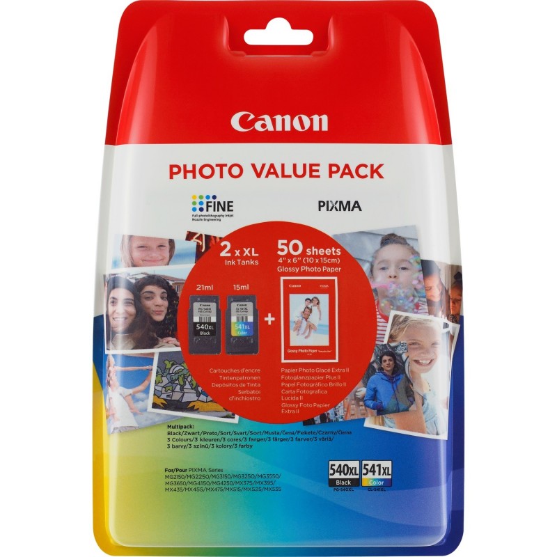 Canon PG-540XL CL541XL Negro, Cian, Amarillo, Magenta 5222B014