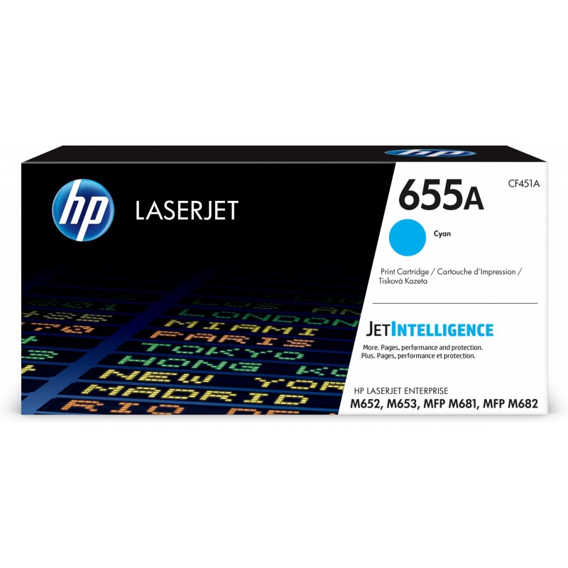 Cartucho de tóner Original LaserJet 655A cian CF451A