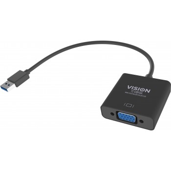 Vision TC-USBVGA, VGA, USB-A, Male connector Female connector, Níquel, Negro, CE, FCC