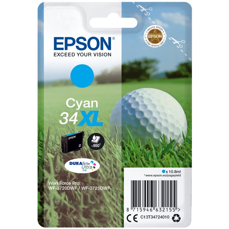 Singlepack Cyan 34XL DURABrite Ultra Ink C13T34724010
