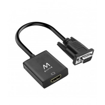 Ewent EW9866, VGA-15pin, HDMI, 3.5mm, Macho Hembra, 0,2 m, Negro
