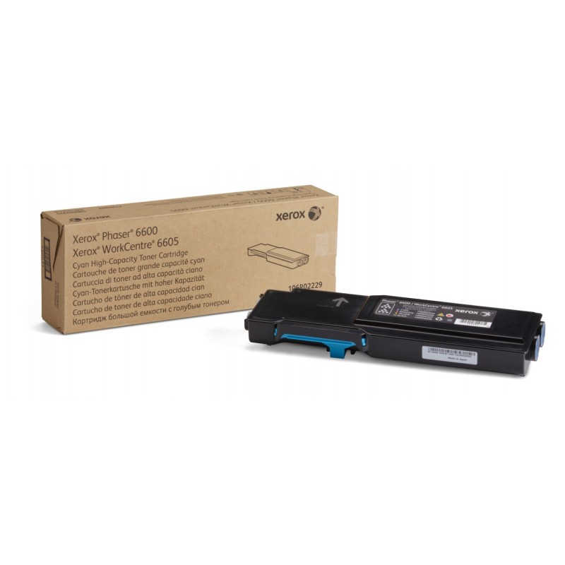 Cartuchos de tóner original Xerox para WorkCentre 6605, Phaser 6600 cian alta capacidad 106R02229