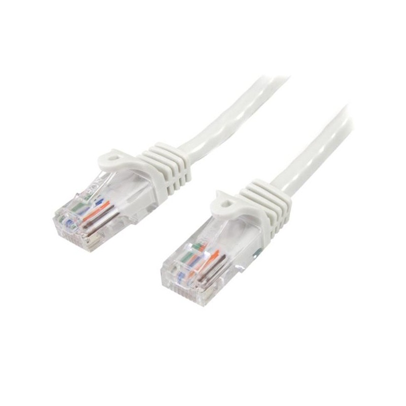 StarTech.com Cable de Red de 5m Blanco Cat5e Ethernet RJ45 sin Enganches, 5 m, Cat5e, U UTP (UTP), R 45PAT5MWH
