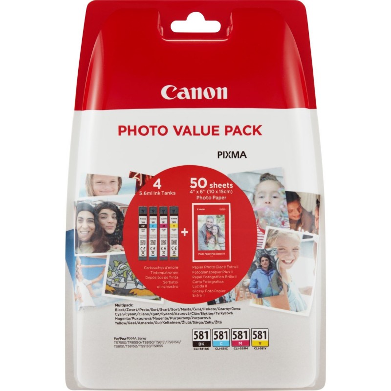 Canon CLI-581 Multipack Negro, Cian, Magenta, Amarillo 2106C005