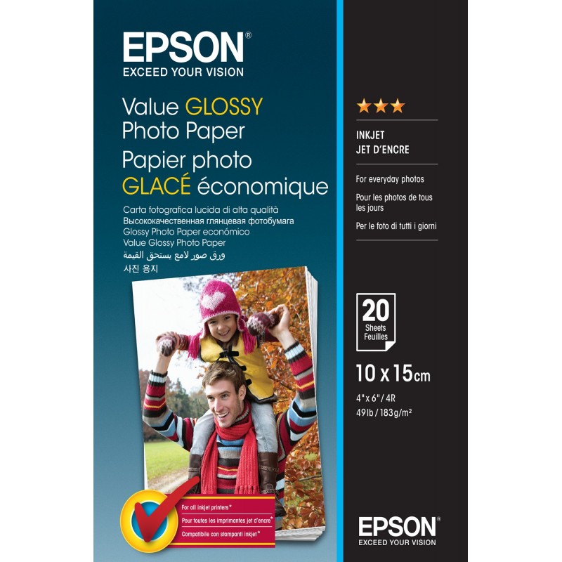 Epson Value Glossy Photo Paper - 10x15cm - 20 Hojas C13S400037