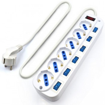 Ewent EW3932-5M, 6 salidas AC, Tipo F, 3500 W, 3 m, Blanco, 9 g