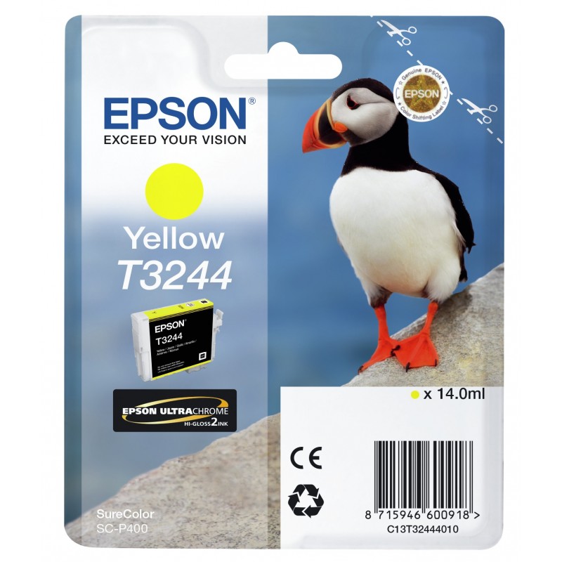 Epson T3244 Yellow, Original, Tinta a base de pigmentos, Amarillo, Epson, - SureColor SC-P400, 1 pie C13T32444010
