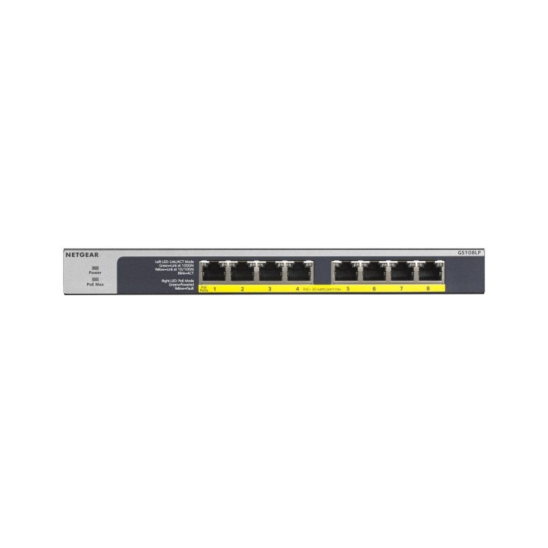 Netgear GS108LP 8 puertos RJ-45 Negro, Gris GS108LP-100EUS