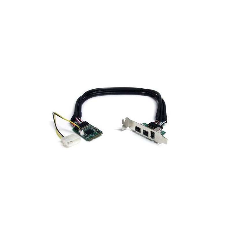 StarTech.com Adaptador Tarjeta Mini PCI Express PCIe FireWire 2 Puertos 1394b FW800 1 Puerto 1394a F MPEX1394B3