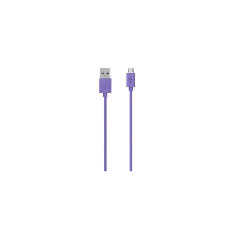 Belkin F2CU012BT2M-PUR, 2 m, USB A, Micro-USB B, 2.0, Macho Macho, Púrpura