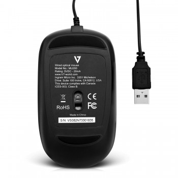 V7 MU200 Óptico 1600 DPI Negro MU200-1E
