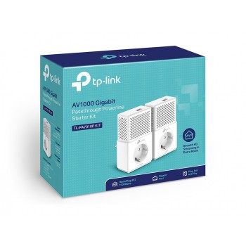HOMEPLUG TP-LINK POWERLINE 1000MB PA7010PKIT 1P GIGA PASSTHROUGH KIT 2 UNIDADES TL-PA7010P KIT