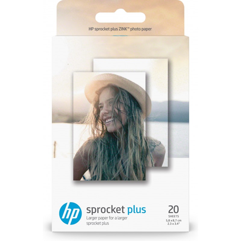 HP Sprocket plus 20 Sht., Brillo, 258 g m², Blanco, 58 mm, 87 mm, 20 hojas 2LY72A