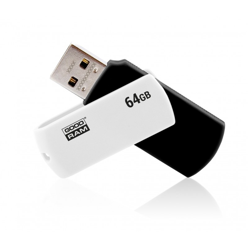 Goodram UCO2, 64 GB, USB tipo A, 2.0, 20 MB s, Girar, Negro, Blanco UCO2-0640KWR11