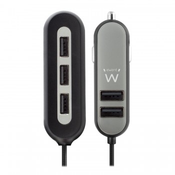 Ewent EW1355, Auto, Encendedor de cigarrillos, 10,8 A, 1,5 m, Negro, Gris