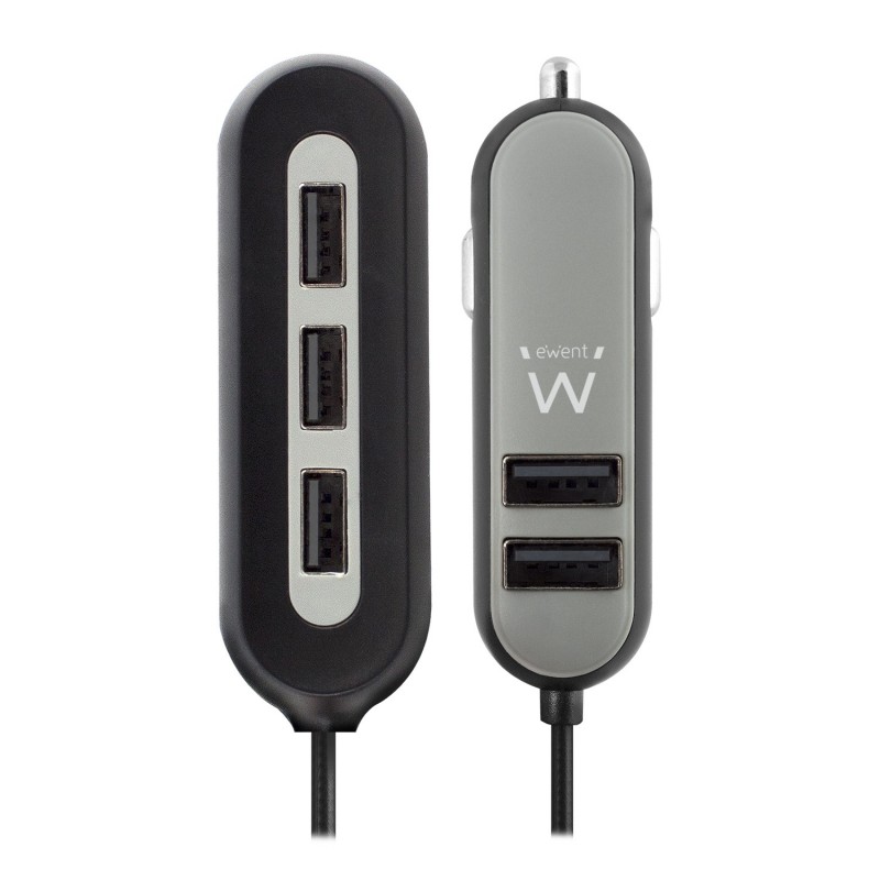Ewent EW1355, Auto, Encendedor de cigarrillos, 10,8 A, 1,5 m, Negro, Gris