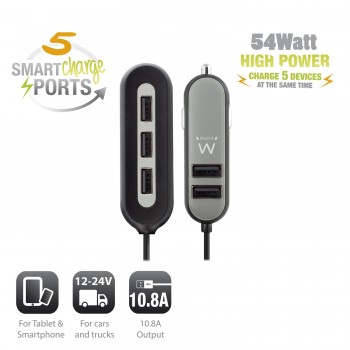 Ewent EW1355, Auto, Encendedor de cigarrillos, 10,8 A, 1,5 m, Negro, Gris