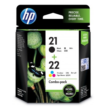 Pack de ahorro de 2 cartuchos de tinta original HP 21 negro 22 Tri-color SD367AE