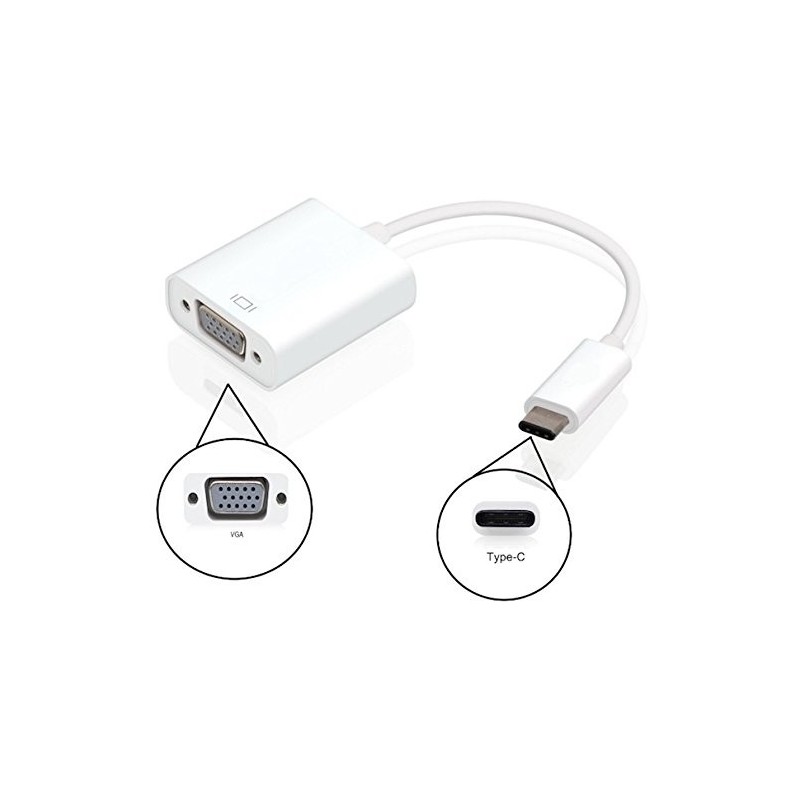 Ewent EW-139500-001-N-P, USB Type C, VGA, Macho Hembra, Blanco
