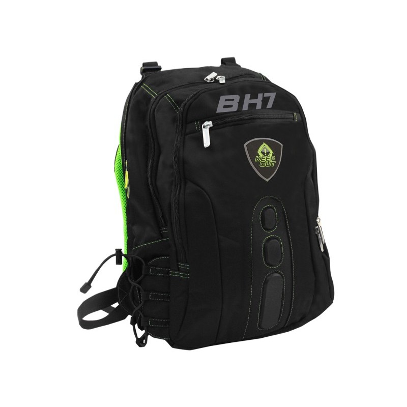 KeepOut BK7G, Nylon, Negro, Verde, 39,6 cm (15.6"), 39,6 cm (15.6"), 370 mm, 14 mm