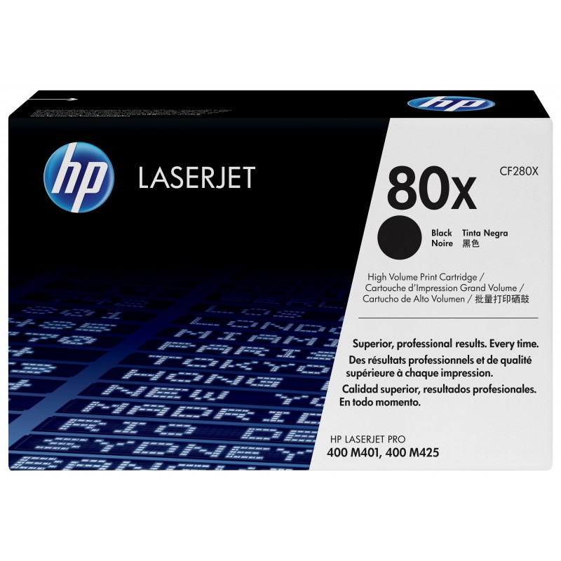 Cartucho de toner original LaserJet HP 80X de alta capacidad negro CF280X