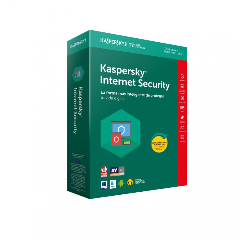 Kaspersky Lab Internet Security 2018, 3, 1 año(s), Full license, Descarga KL1941S5CFS-8
