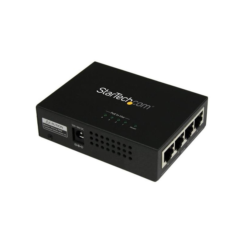 Inyector de Alimentación PoE Power over Ethernet Midspan 4 Puertos Gigabit RJ45 de Pared - 802.3 at POEINJ4G