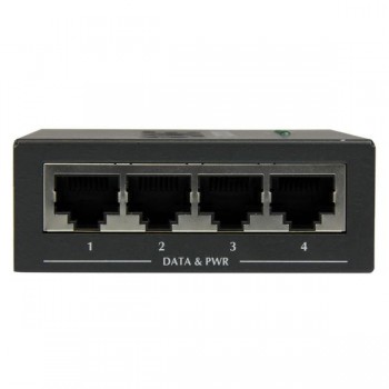 Inyector de Alimentación PoE Power over Ethernet Midspan 4 Puertos Gigabit RJ45 de Pared - 802.3 at POEINJ4G