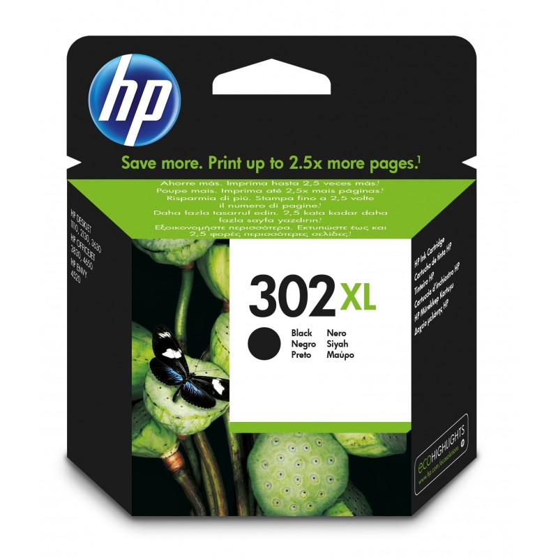 HP 302XL Original Negro 1 pieza(s) F6U68AE301