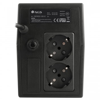 NGS Fortress 1200 V2, Tipo F (Schuko), Negro, LED, Standby (Offline), Sobrecarga, Cortocircuito, 0 - FORTRESS1200V2