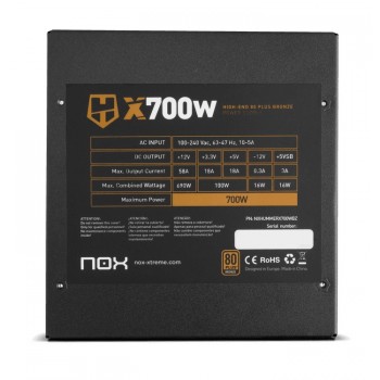 NOX Hummer X700W - 700 W - 80 PLUS Bronze NXHUMMERX700WBZ