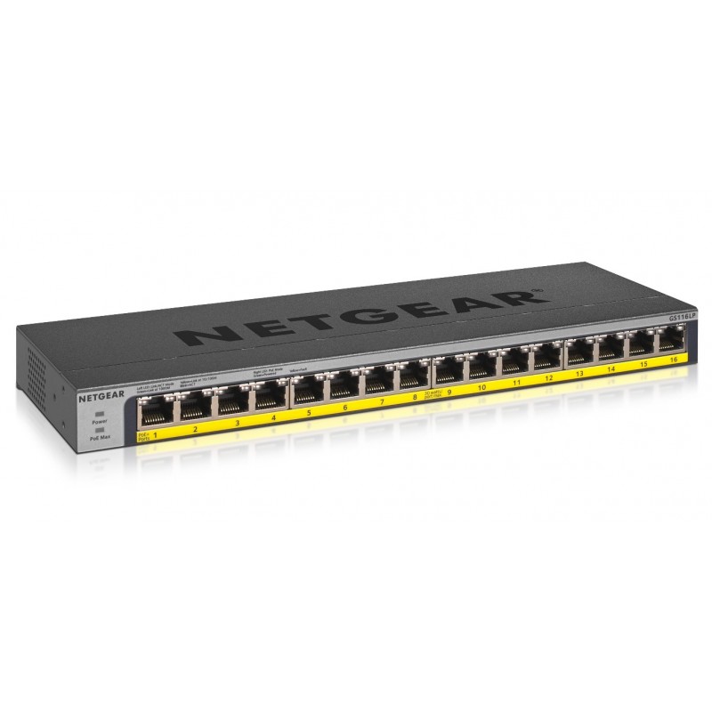 Netgear GS116LP 16 puertos RJ-45 Negro GS116LP-100EUS
