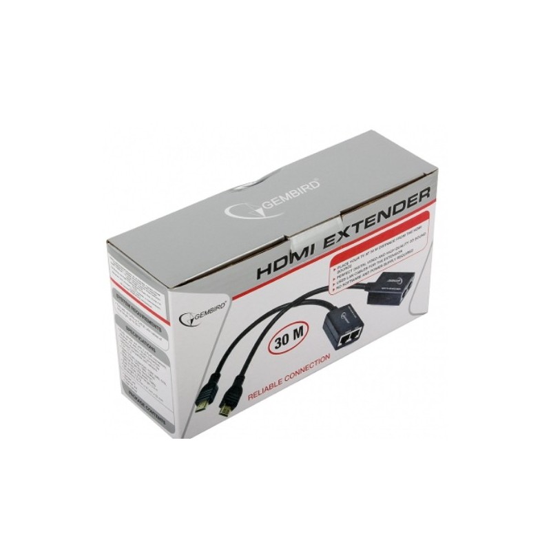 Gembird RJ45 HDMI, 0.3m, RJ45, HDMI, Negro DEX-HDMI-01