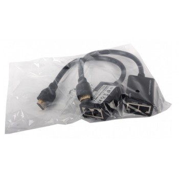 Gembird RJ45 HDMI, 0.3m, RJ45, HDMI, Negro DEX-HDMI-01