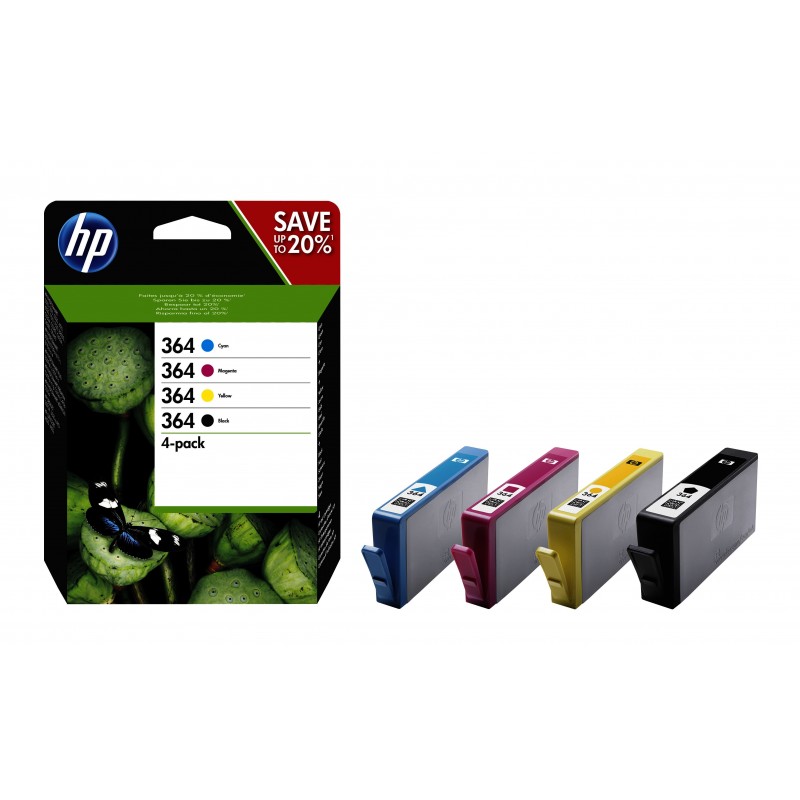 Pack de ahorro de 4 cartuchos de tinta original 364 negro cian magenta amarillo N9J73AE301