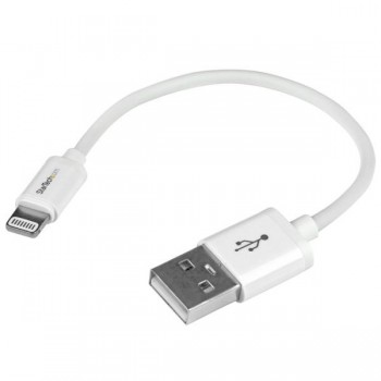 StarTech.com Cable 15cm Lightning 8 Pin a USB A 2.0 para Apple iPod iPhone 5 iPad - Blanco, PVC, 90  USBLT15CMW