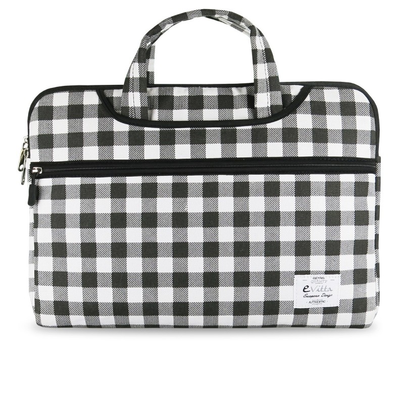 e-Vitta Chequered, Funda, 35,6 cm (14"), Tirante para hombro, 185 g, Negro, Blanco EVLS000055