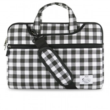 e-Vitta Chequered, Funda, 35,6 cm (14"), Tirante para hombro, 185 g, Negro, Blanco EVLS000055