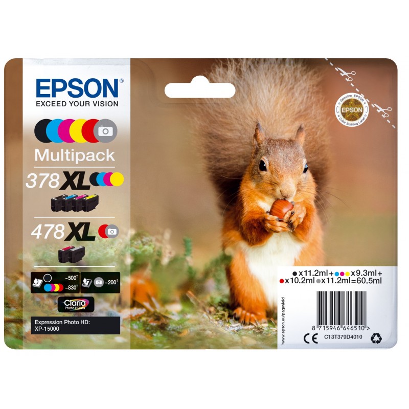 Epson Squirrel Multipack 6-colours 378XL   478XL Claria Photo HD Ink C13T379D4020