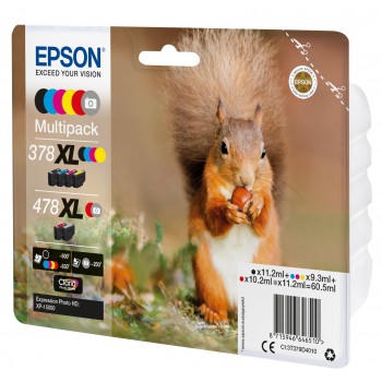 Epson Squirrel Multipack 6-colours 378XL   478XL Claria Photo HD Ink C13T379D4020