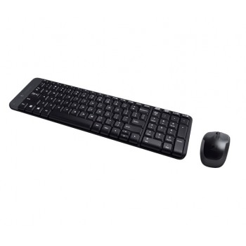 Logitech MK220, Estándar, Inalámbrico, RF inalámbrico, QWERTY, Negro, Ratón incluido 920-003168