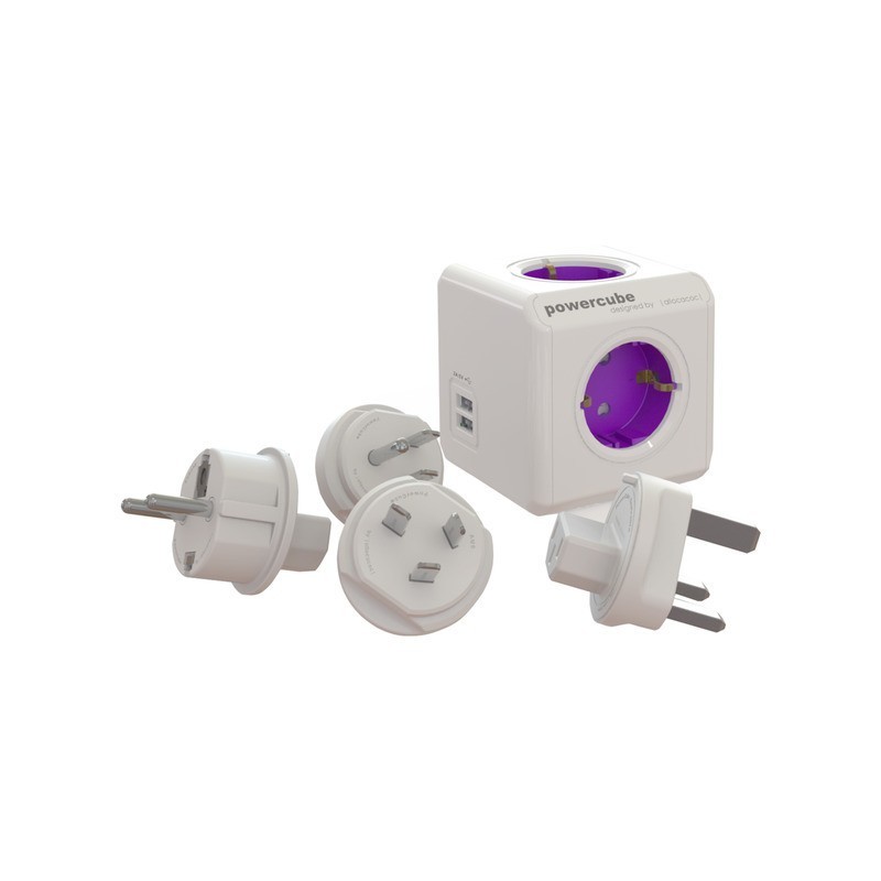 Allocacoc ReWirable USB + IEC Cable, Púrpura, Blanco, Blanco, 6 A 1810 DERU4P