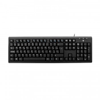 V7 Teclado USB con cable y adaptador PS2 – ES, Estándar, Alámbrico, USB, Interruptor mecánico, QWERT KU200ES