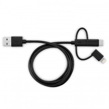 V7 1M Lightning Micro-USB USB-C 3 in 1 Cable - Negro, 73 mm, 140 mm, 28 mm, 316 g LTCMUSB1M-BLK-1E