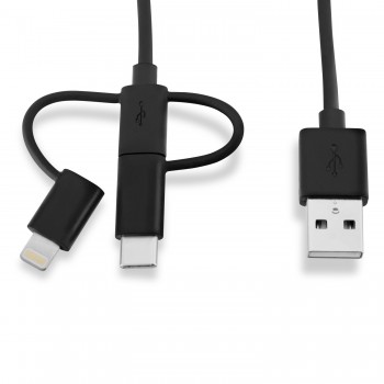 V7 1M Lightning Micro-USB USB-C 3 in 1 Cable - Negro, 73 mm, 140 mm, 28 mm, 316 g LTCMUSB1M-BLK-1E