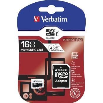 Verbatim Premium 16GB MicroSDHC Clase 10 Negro 44082