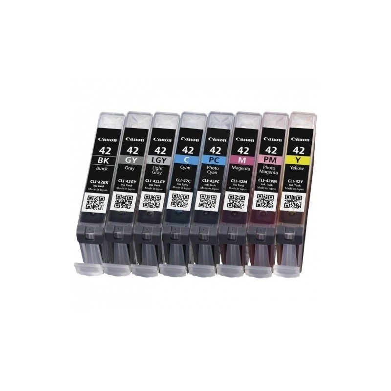 Canon CLI-42 BK C M Y PM PC GY LGY Negro, Cian, Gris, Gris claro, Magenta, Fotos cian, Foto magenta 6384B010