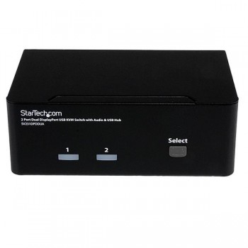 StarTech.com Conmutador Switch KVM - 2 puertos USB 2.0 - Audio Vídeo DisplayPort 2 Monitores, USB, U SV231DPDDUA