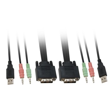 CONMUTADOR AUTOMATICO LEVEL ONE V T M 1a2 CPUs DVII USB CON AUDIO CABLES INCLUIDOS KVM-0260